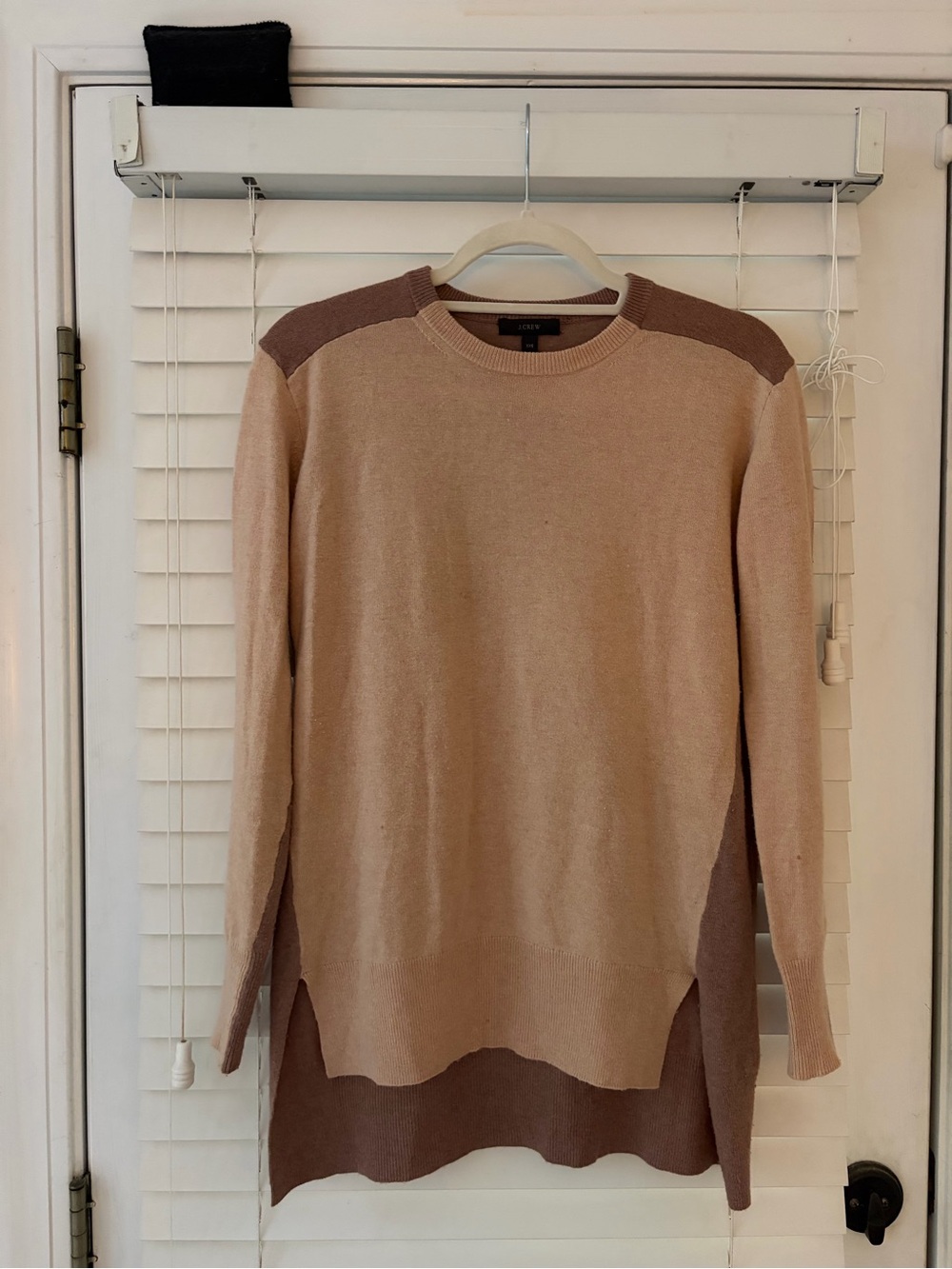 J. Crew Women's Two-Tone Crewneck Sweater in Beige and Brown